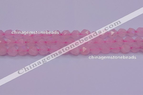 CNG5484 15.5 inches 12mm faceted nuggets rose quartz beads