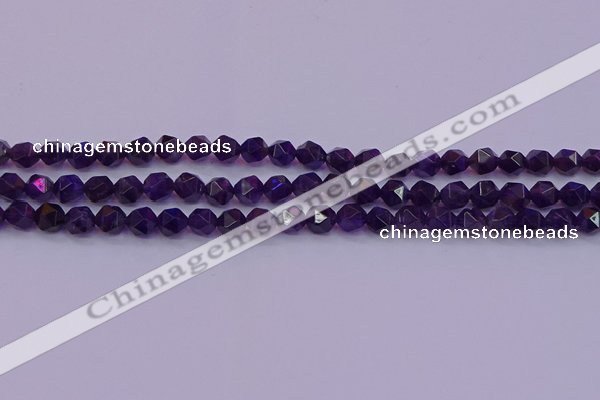 CNG5491 15.5 inches 6mm faceted nuggets amethyst gemstone beads