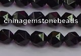 CNG5502 15.5 inches 8mm faceted nuggets black agate beads