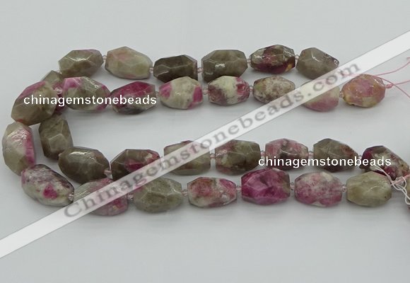 CNG5523 12*16mm - 15*25mm faceted nuggets pink tourmaline beads