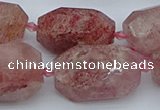 CNG5552 15*20mm - 18*28mm faceted nuggets strawberry quartz beads