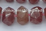 CNG5584 12*16mm - 15*20mm faceted nuggets strawberry quartz beads