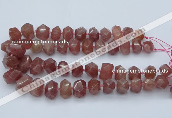 CNG5584 12*16mm - 15*20mm faceted nuggets strawberry quartz beads