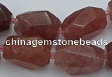 CNG5585 12*16mm - 15*25mm faceted nuggets strawberry quartz beads