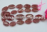 CNG5594 20*25mm - 25*35mm faceted freeform strawberry quartz beads