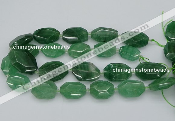 CNG5595 20*25mm - 25*35mm faceted freeform green strawberry quartz beads