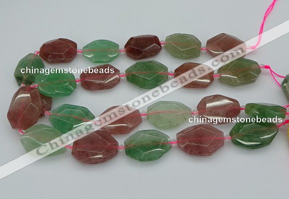 CNG5596 20*25mm - 25*35mm faceted freeform mixed strawberry quartz beads