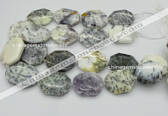 CNG5598 20*30mm - 35*45mm faceted freeform white opal gemstone beads