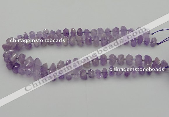 CNG5601 6*16mm - 8*18mm faceted nuggets lavender amethyst beads