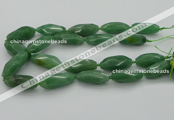 CNG5614 15.5 inches 15*35mm - 18*40mm faceted rice green aventurine beads