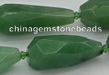 CNG5615 15*35mm - 18*45mm faceted teardrop green aventurine beads