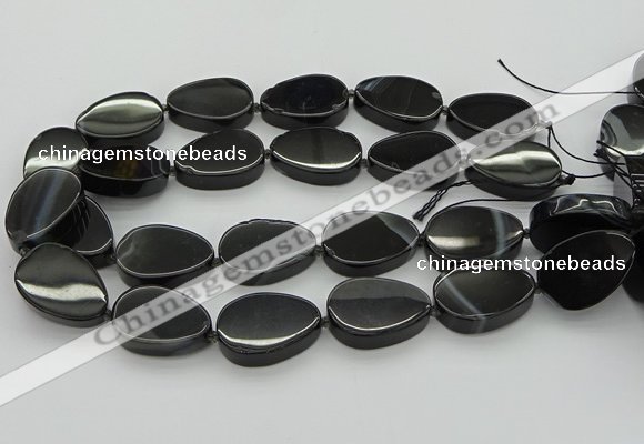 CNG5618 15.5 inches 22*30mm freeform black agate gemstone beads