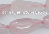 CNG5630 15.5 inches 15*35mm - 18*45mm faceted teardrop rose quartz beads