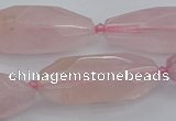 CNG5631 15.5 inches 15*35mm - 18*40mm faceted rice rose quartz beads