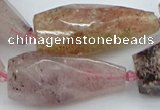 CNG5632 15*35mm - 18*45mm faceted teardrop strawberry quartz beads