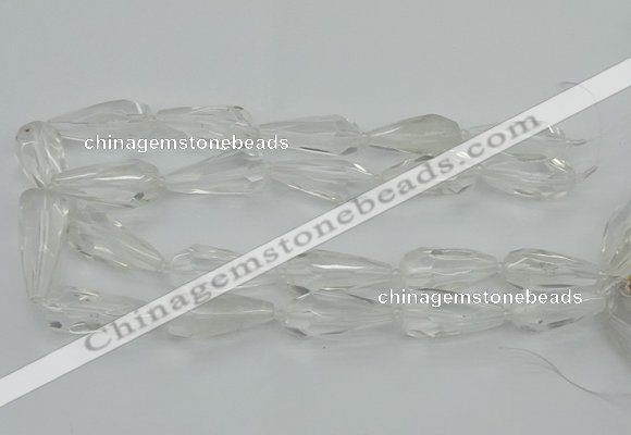 CNG5646 15*35mm - 18*45mm faceted teardrop white crystal beads