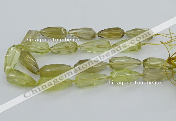 CNG5648 15*35mm - 18*45mm faceted teardrop lemon quartz beads