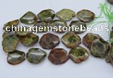 CNG5670 15.5 inches 25*35mm - 35*40mm faceted freeform green garnet beads