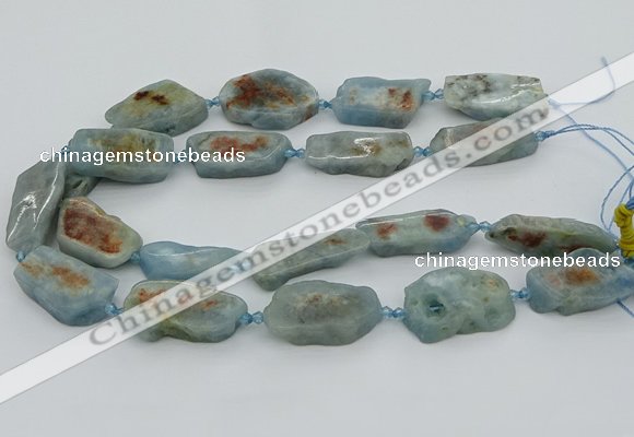 CNG5672 15.5 inches 15*35mm - 20*40mm freeform aquamarine beads