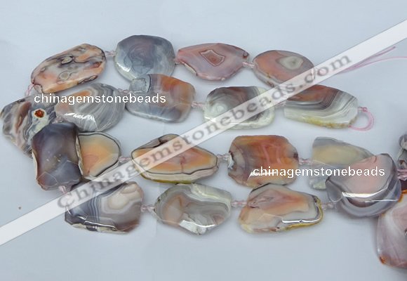 CNG5677 30*40mm - 35*45mm faceted freeform pink botswana agate beads