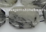 CNG5687 20*30mm - 35*45mm faceted freeform black rutilated quartz beads