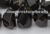 CNG5734 12*16mm - 15*20mm faceted nuggets ice black obsidian beads