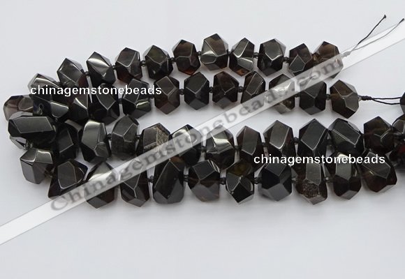 CNG5734 12*16mm - 15*20mm faceted nuggets ice black obsidian beads