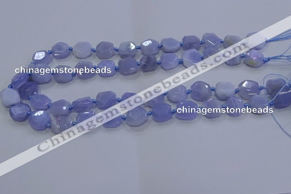 CNG5775 10*12mm - 10*14mm faceted freeform blue lace agate beads