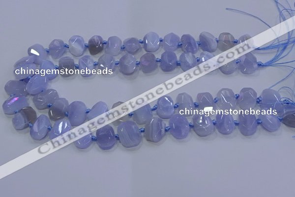 CNG5777 10*14mm - 12*16mm faceted freeform blue lace agate beads