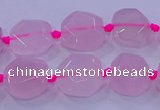 CNG5784 10*12mm - 10*14mm faceted freeform rose quartz beads