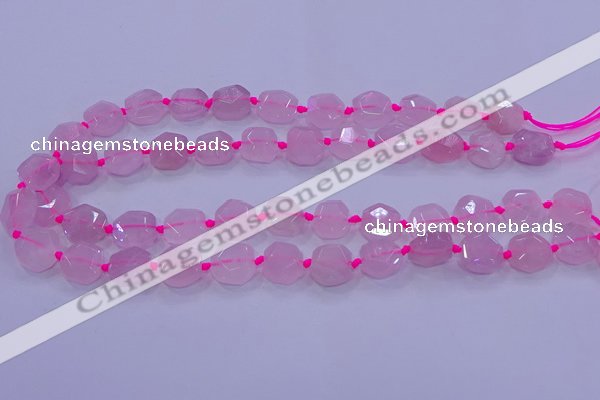 CNG5784 10*12mm - 10*14mm faceted freeform rose quartz beads