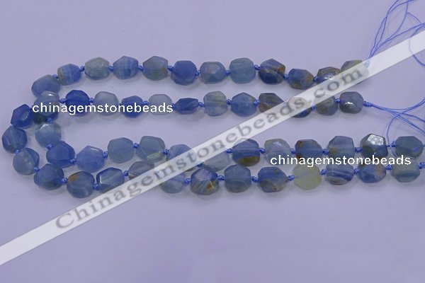 CNG5793 10*12mm - 10*14mm faceted freeform blue calcite beads