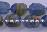 CNG5796 12*16mm - 13*18mm faceted nuggets blue calcite beads