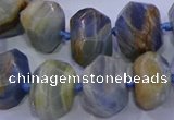 CNG5797 12*16mm - 13*18mm faceted nuggets blue calcite beads