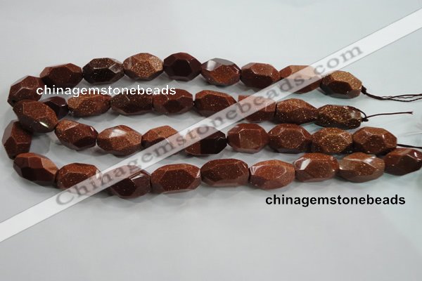 CNG581 15.5 inches 13*22mm faceted nuggets goldstone beads