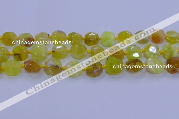 CNG5811 15.5 inches 10*12mm - 10*14mm faceted freeform yellow opal beads