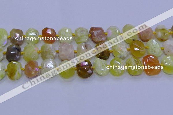 CNG5812 15.5 inches 10*14mm - 12*16mm faceted freeform yellow opal beads