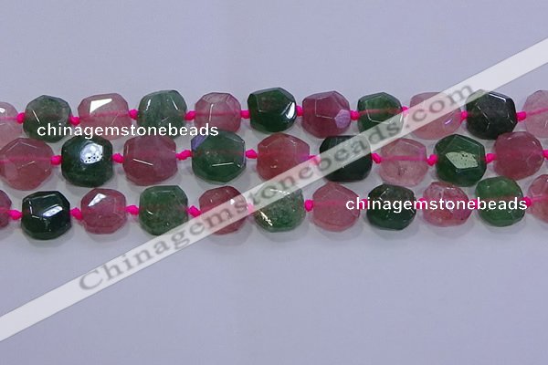 CNG5822 10*12mm - 10*14mm faceted freeform mixed strawberry quartz beads