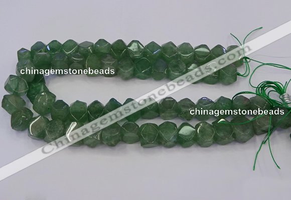 CNG5844 10*14mm - 12*16mm faceted nuggets green strawberry quartz beads