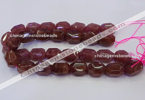 CNG5847 16*22mm - 18*25mm faceted nuggets strawberry quartz beads