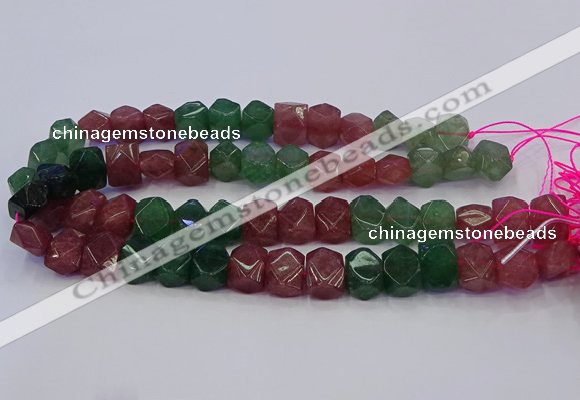 CNG5852 10*14mm - 12*16mm faceted nuggets mixed strawberry quartz beads