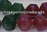 CNG5853 14*16mm - 16*18mm faceted nuggets mixed strawberry quartz beads