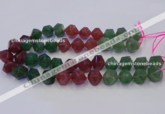 CNG5853 14*16mm - 16*18mm faceted nuggets mixed strawberry quartz beads