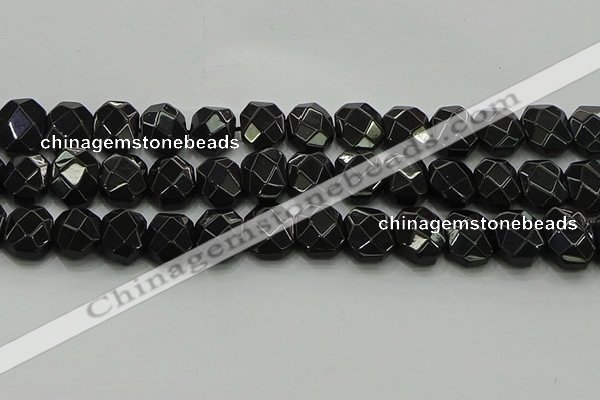 CNG5864 15.5 inches 8*12mm - 12*16mm faceted freeform black agate beads