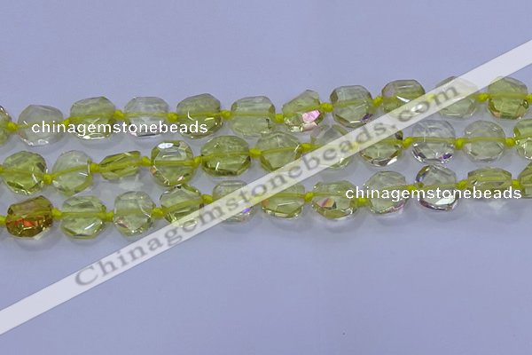 CNG5880 15.5 inches 10*12mm - 10*14mm faceted freeform lemon quartz beads