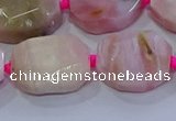 CNG5884 15.5 inches 10*14mm - 12*16mm faceted freeform pink opal beads