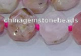 CNG5885 15.5 inches 10*14mm - 12*16mm faceted freeform pink opal beads