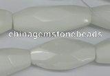 CNG591 12*30mm - 13*32mm faceted rice white porcelain nugget beads