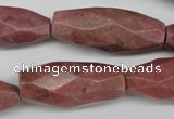 CNG592 13*30mm - 15*40mm faceted rice rhodochrosite nugget beads