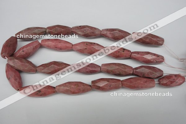 CNG592 13*30mm - 15*40mm faceted rice rhodochrosite nugget beads